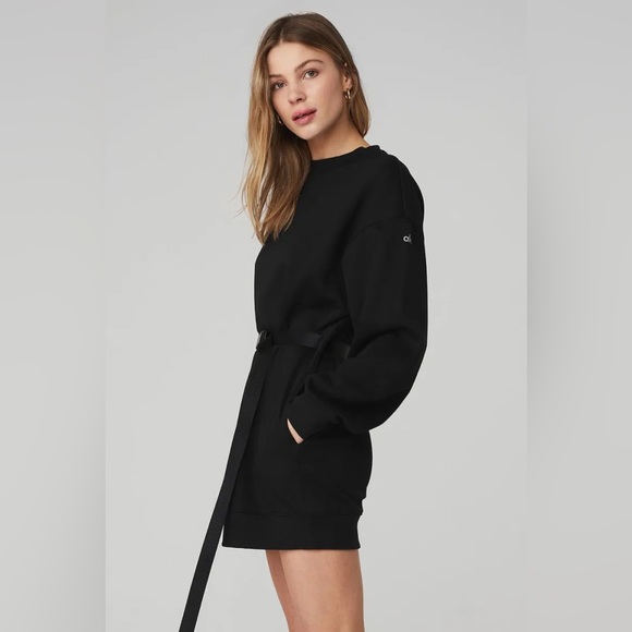 ALO Yoga Cityscape Sweatshirt Dress Black - Picture 3 of 8